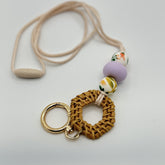 Floral and Lavender Rattan Lanyard